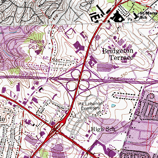 Topographic Map of Interchange 235A and 235B, MO
