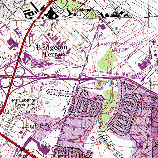 Topographic Map of Interchange 235C, MO