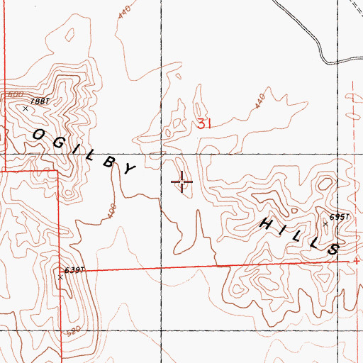 Topographic Map of Ogilby Hills, CA