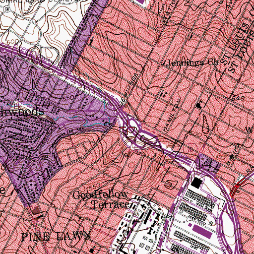 Topographic Map of Interchange 242A and 242B, MO