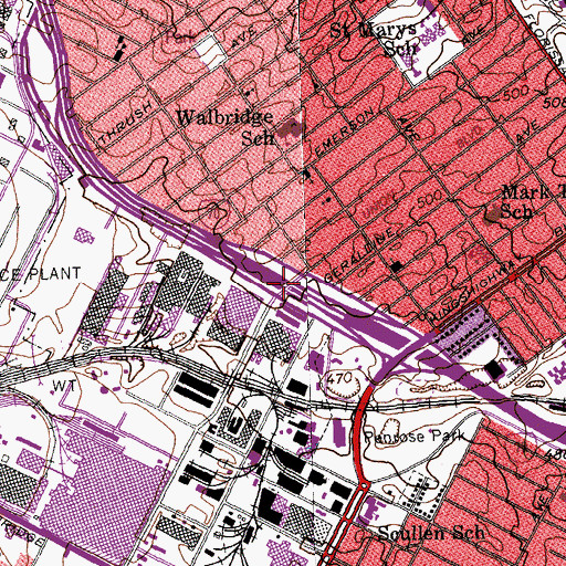 Topographic Map of Interchange 244A, MO
