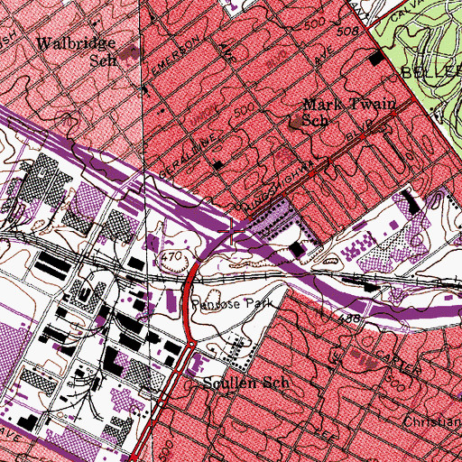 Topographic Map of Interchange 244B, MO