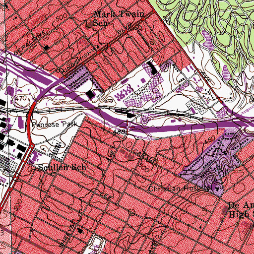 Topographic Map of Interchange 245A, MO