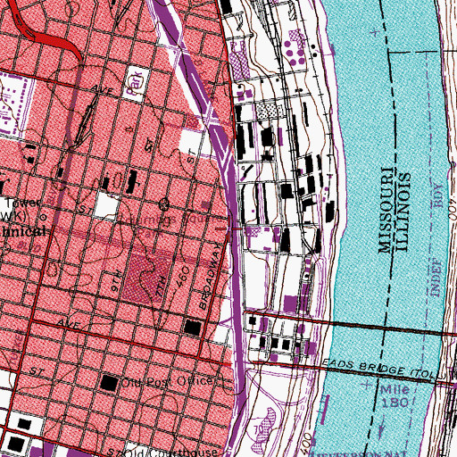 Topographic Map of Interchange 250A, MO