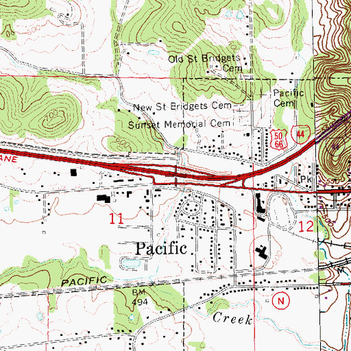 Topographic Map of Interchange 257, MO