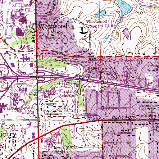Topographic Map of Interchange 26, MO
