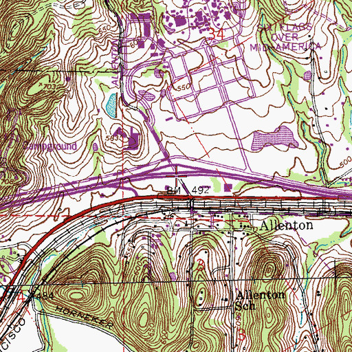 Topographic Map of Interchange 261, MO