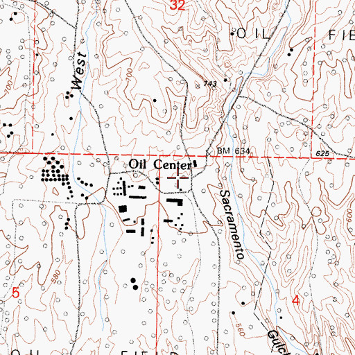 Topographic Map of Oil Center, CA
