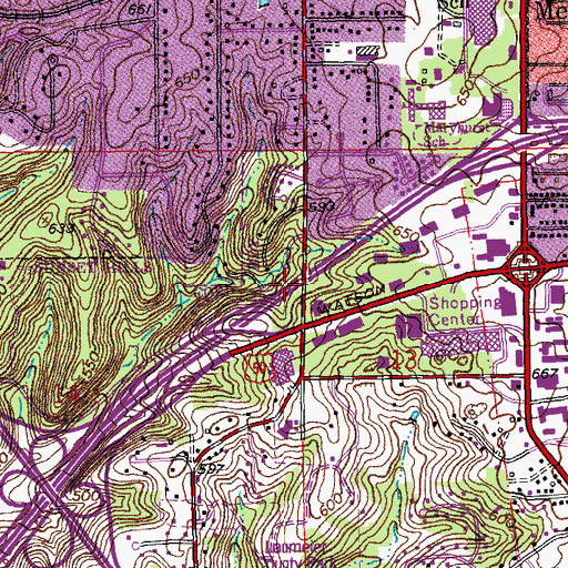 Topographic Map of Interchange 277A, MO