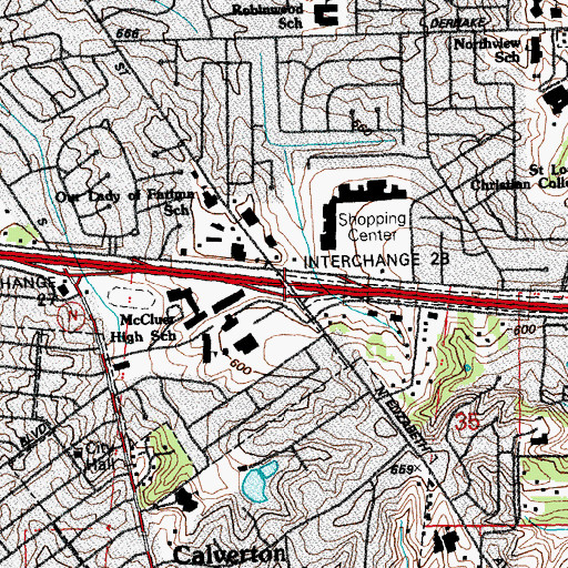 Topographic Map of Interchange 28, MO