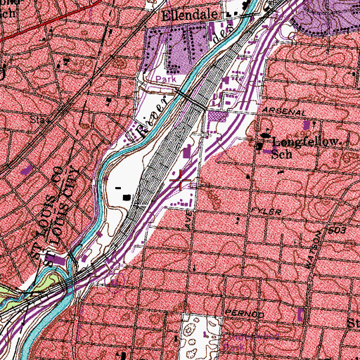 Topographic Map of Interchange 284, MO