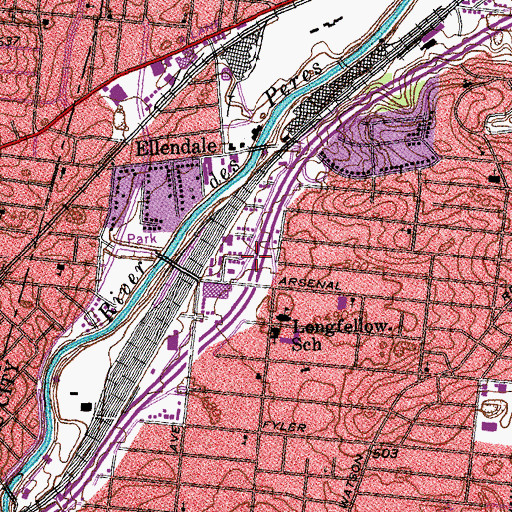 Topographic Map of Interchange 284B, MO