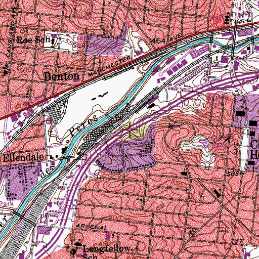 Topographic Map of Interchange 285, MO