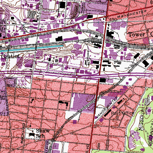 Topographic Map of Interchange 287A, MO