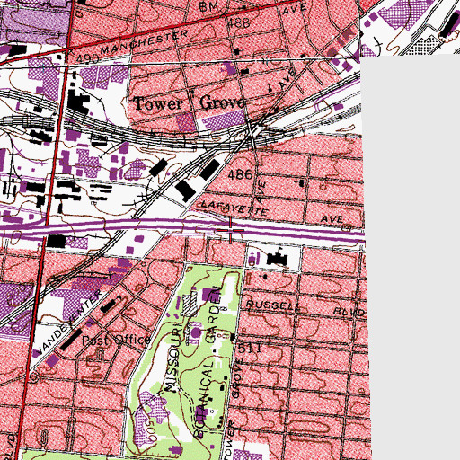 Topographic Map of Interchange 287B, MO