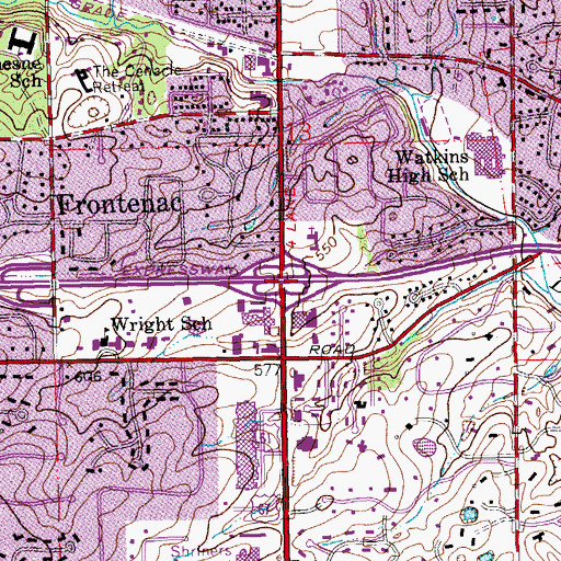 Topographic Map of Interchange 28A and 28B, MO