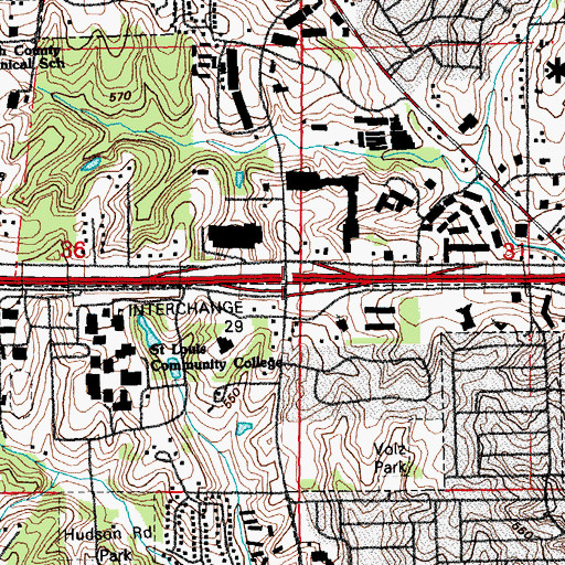 Topographic Map of Interchange 29, MO
