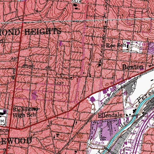 Topographic Map of United Church of Christ of Maplewood, MO