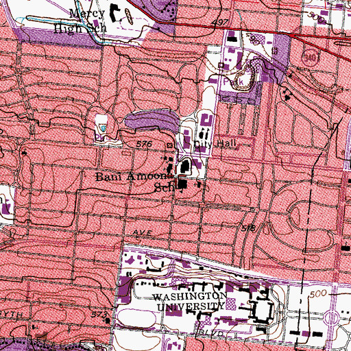 Topographic Map of University United Methodist Church, MO