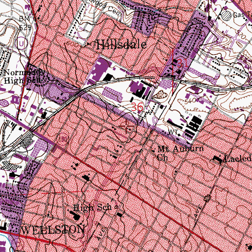 Topographic Map of Wellston Church of the Nazarene, MO