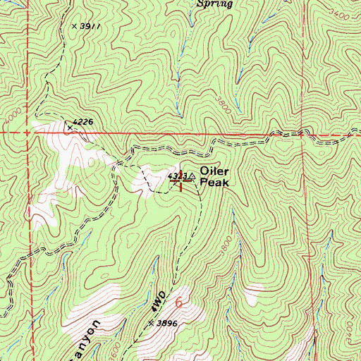 Topographic Map of Oiler Peak, CA