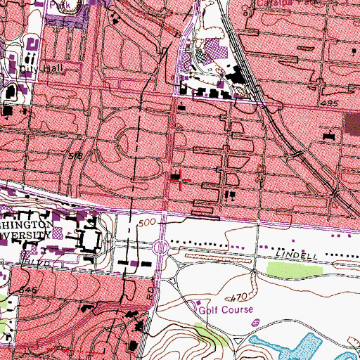 Topographic Map of Wesley Foundation of Greater Saint Louis, MO