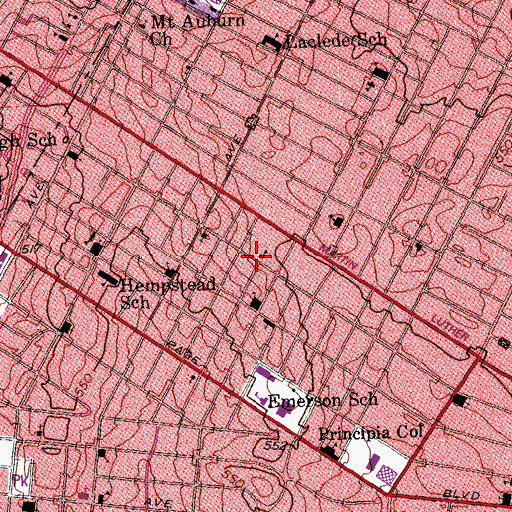 Topographic Map of Willing Workers Christian Redeeming Spirtual Church, MO