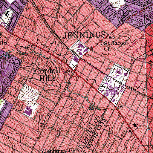 Topographic Map of Word of Faith Foursquare Church, MO