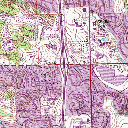 Topographic Map of Interchange 13, MO