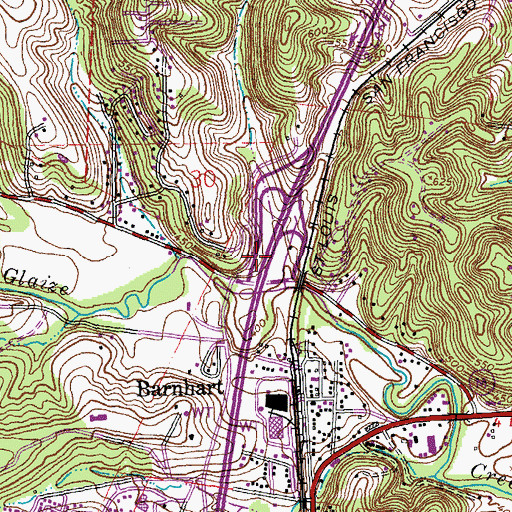Topographic Map of Interchange 185, MO