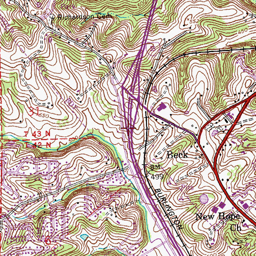Topographic Map of Interchange 190, MO