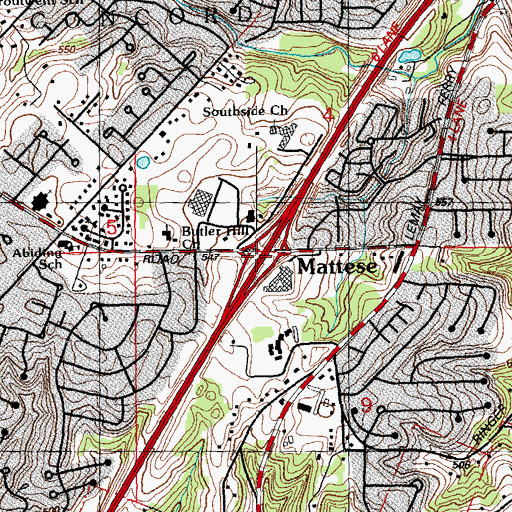 Topographic Map of Interchange 195, MO