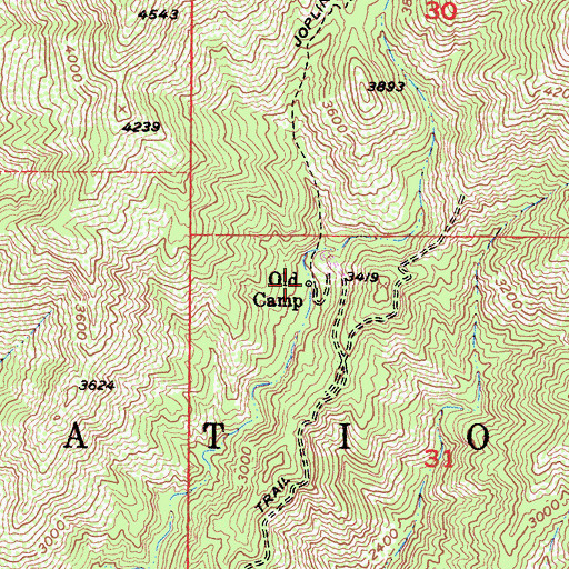 Topographic Map of Old Camp, CA