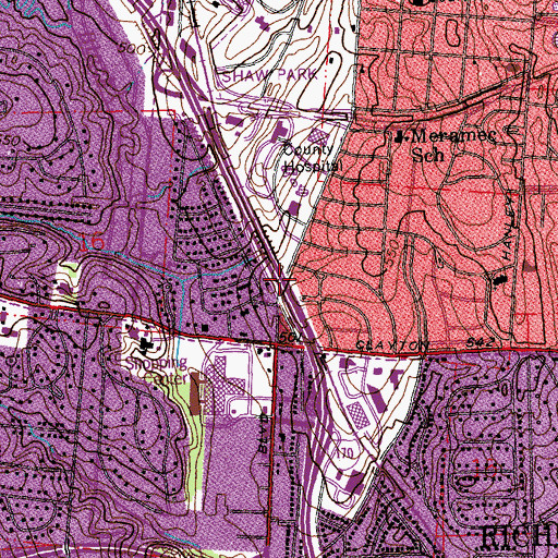 Topographic Map of Interchange 1D, MO