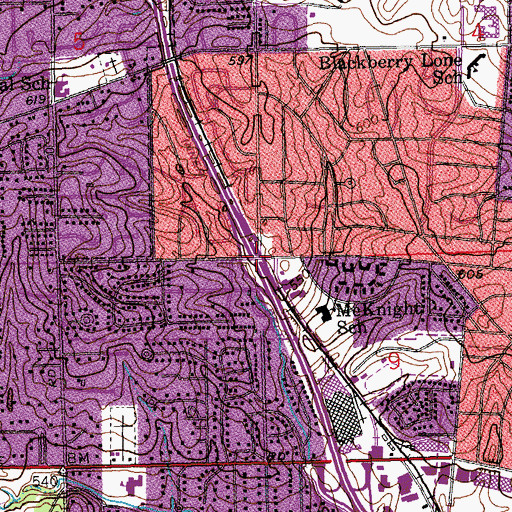 Topographic Map of Interchange 2, MO