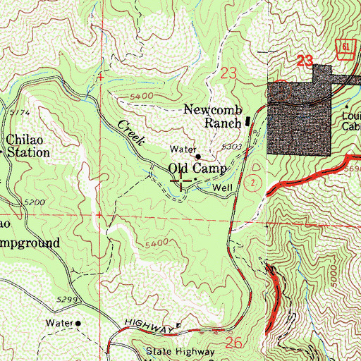 Topographic Map of Old Camp, CA