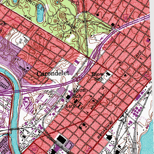 Topographic Map of Interchange 202B, MO