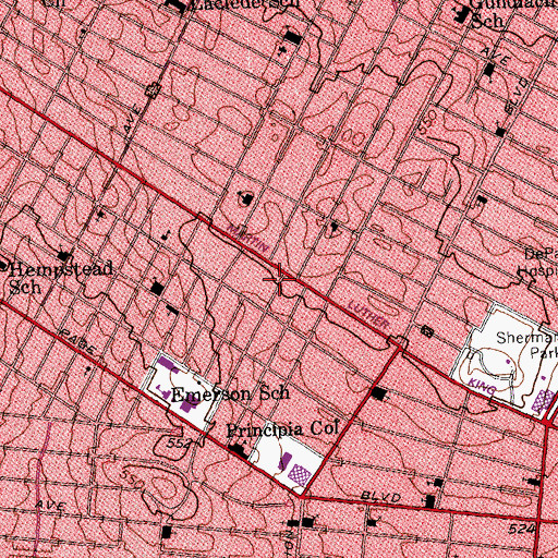 Topographic Map of Emanuelle Christian Church, MO