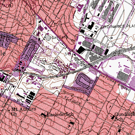 Topographic Map of Emmaus Tabernacle Church, MO