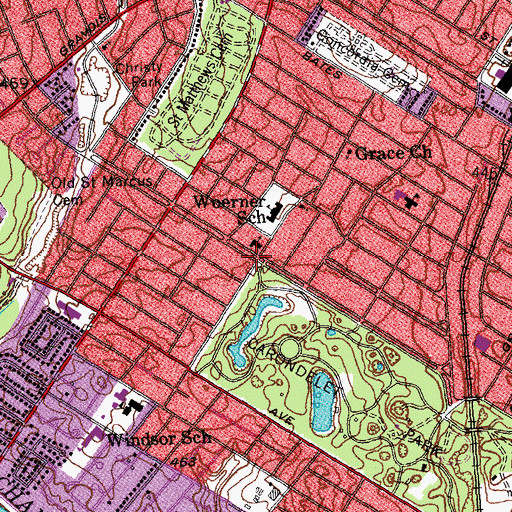 Topographic Map of Epiphany Lutheran Church, MO