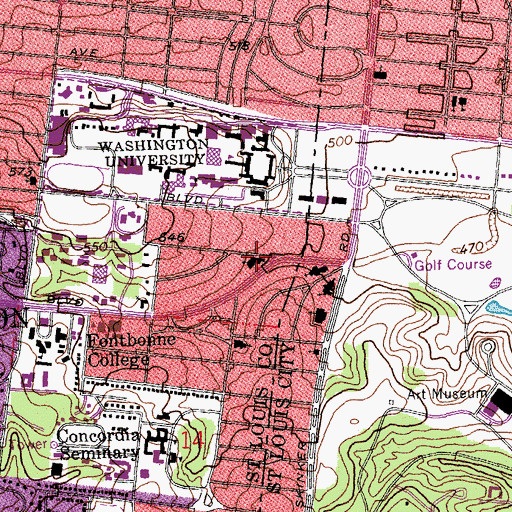 Topographic Map of Episcopal Church of Saint Michael and Saint George, MO
