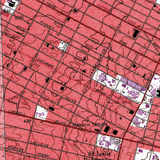 Topographic Map of Eternal Light Missionary Baptist Church, MO