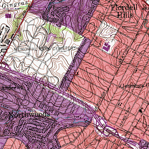 Topographic Map of Faith and Des Peres Presbyterian Church, MO