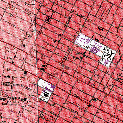 Topographic Map of Faith Freewill Baptist Church, MO