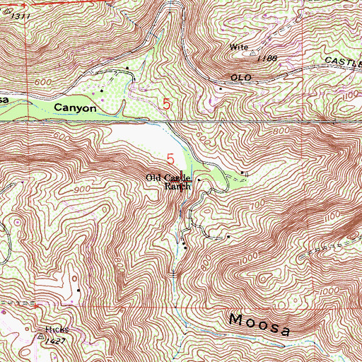 Topographic Map of Old Castle Ranch, CA