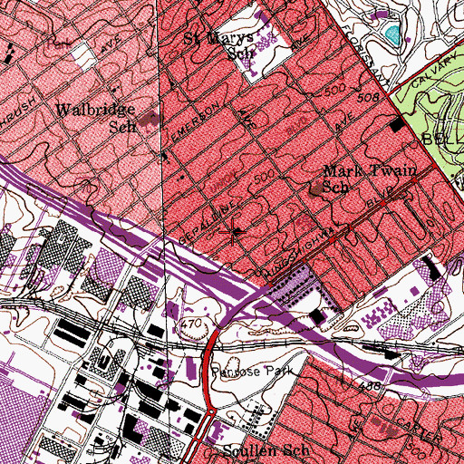 Topographic Map of Faith United Assembly Church, MO