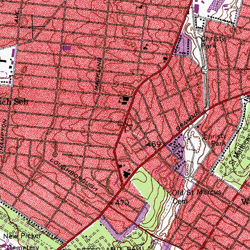 Topographic Map of Fifth Spiritualist Church, MO