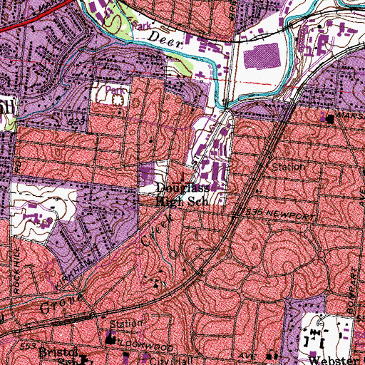 Topographic Map of First Baptist Church, MO