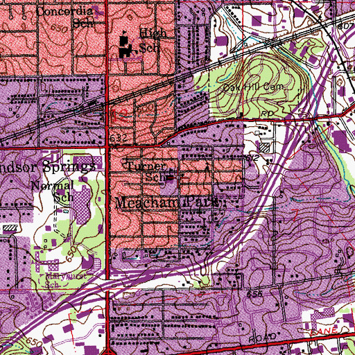 Topographic Map of First Baptist Church of Meacham Park, MO