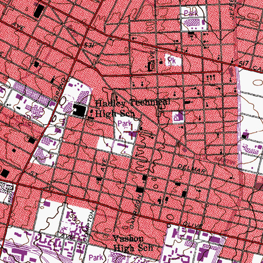 Topographic Map of First Baptist Church of Saint Louis City, MO
